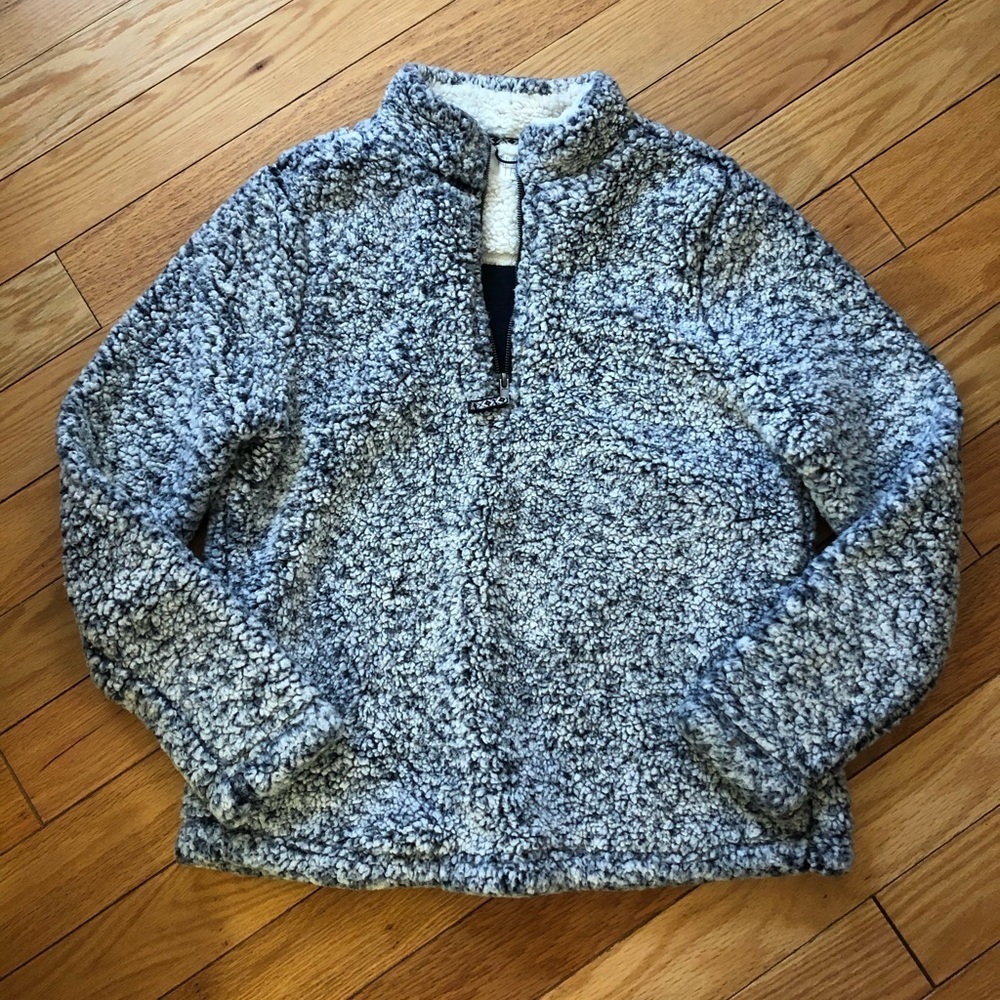 Blue & White Half ZIP Sherpa Pullover